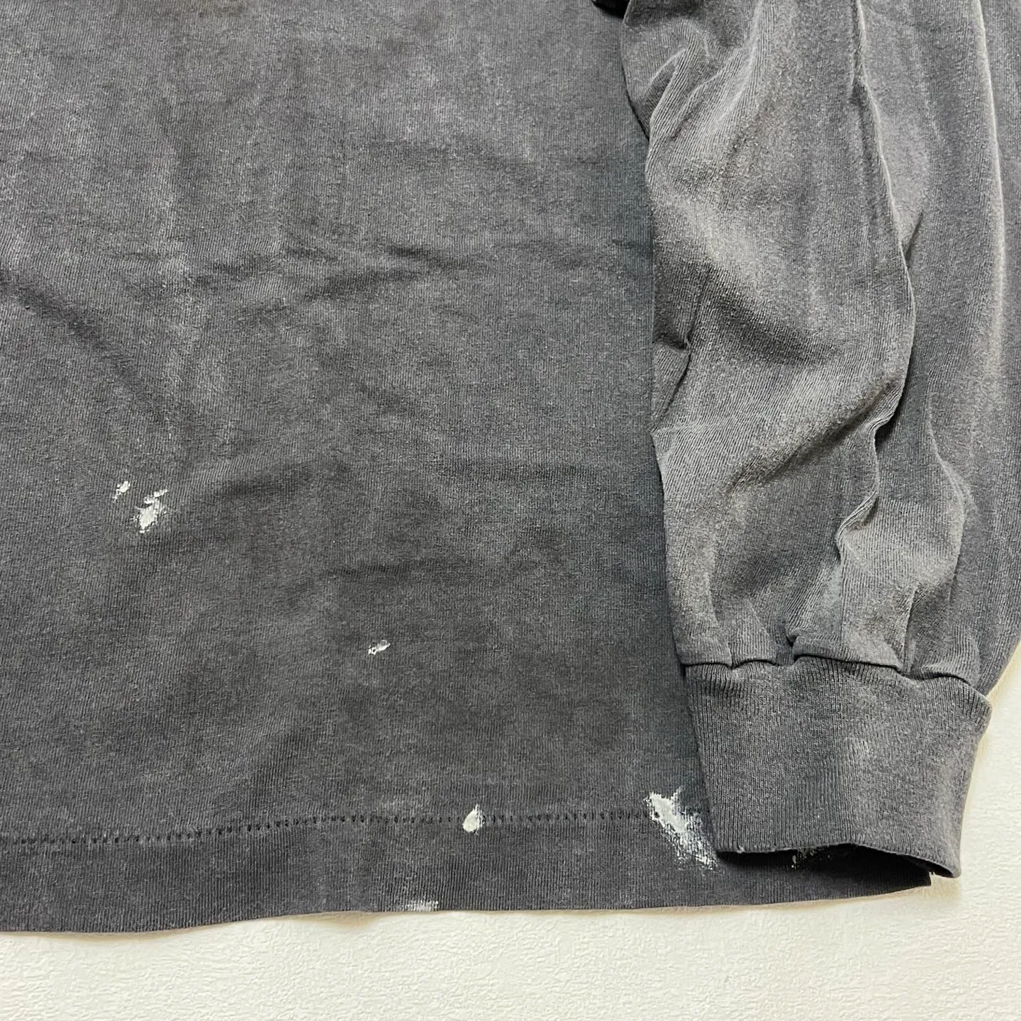 SAINT Mxxxxxx × NEIGHBORHOOD STHD . LS TEE SPEED KILLS/BLK Skull Helmet Long Sleeves Washed Black S-XL Cylindrical Cloth Ready-Made Assute Dyeing Heavy Washing Water Fading Handmade Splashed Ink Holes Simulate Natural Fading and Old Effects Correct Version Customized NBHD Co-branded Accessories Top Purchasing Level